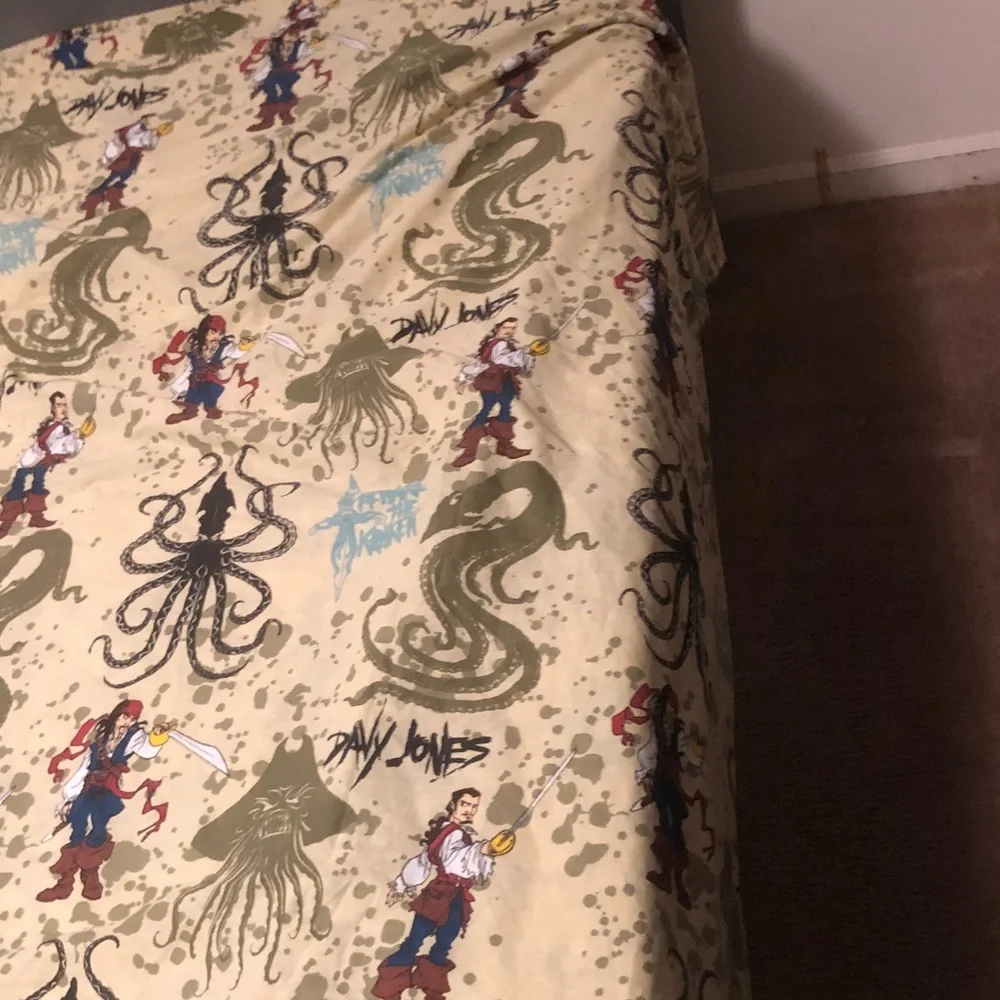 Pirate & Kraken Printed Bedding Sheet - Beige Background